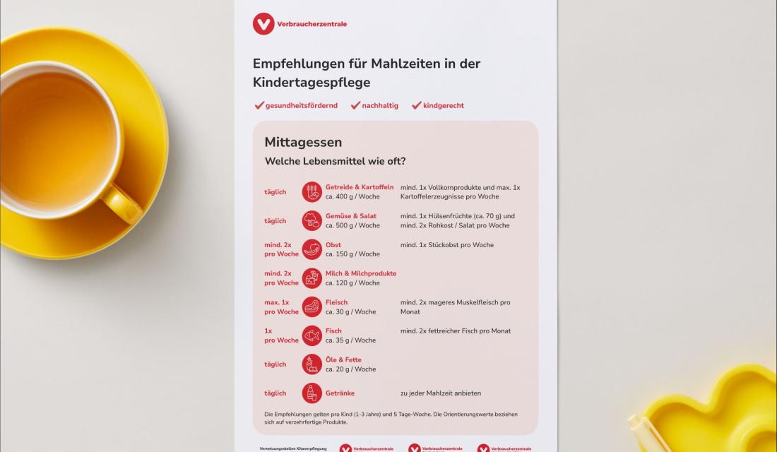 Blick auf Cover Handlungsempfehlungne für Mahlzeiten in der Kindertagespflege
