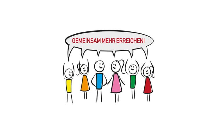 Gemeinsam mehr erreichen. Gruppe von Menschen